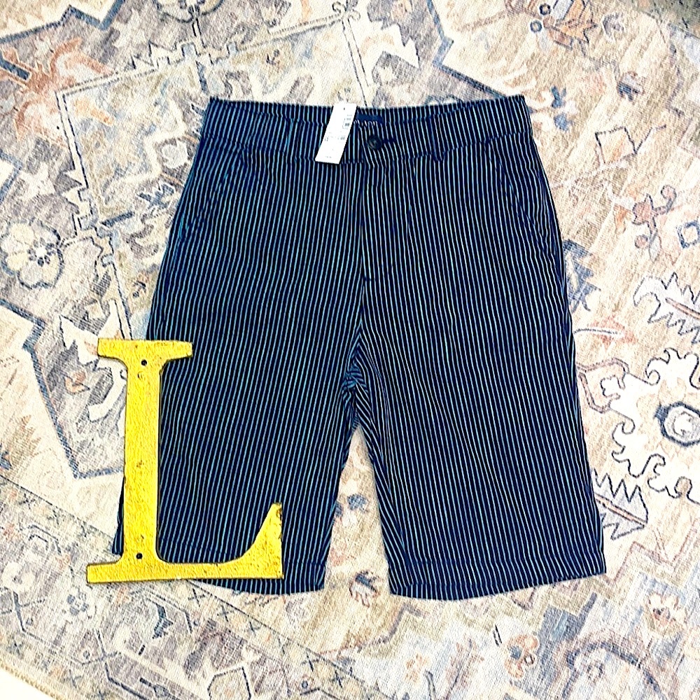 Boys navy pin stripe shorts